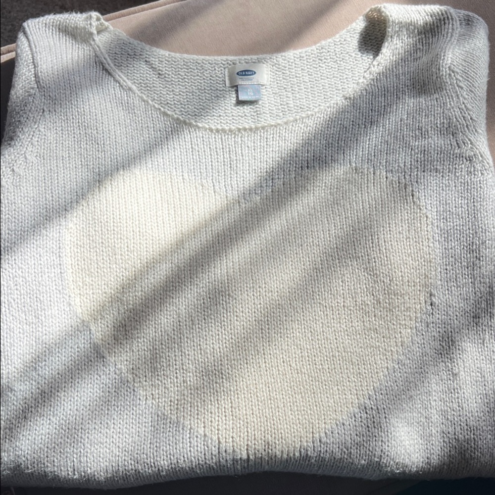 Old Navy gray and cream Heart Sweater